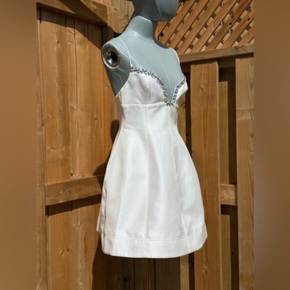 🆕 ACLER 🧿 NWT Oakwood Crystal Embellished Crepe Mini, Ivory - Sz AU 10 US 6 - Picture 5 of 16